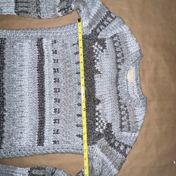 Michael Kors Womens Gray Sweater Shimmer Stripe Chunky Long Sleeve Sz Medium - Picture 8 of 9